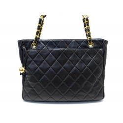 SAC A MAIN CHANEL SHOPPING CABAS CUIR MATELASSE NOIR LEATHER HAND TOTE BAG 4500€