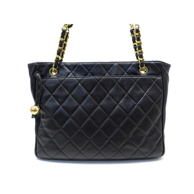 SAC A MAIN CHANEL SHOPPING CABAS CUIR MATELASSE NOIR LEATHER HAND TOTE BAG 4500€