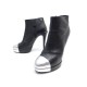 CHAUSSURES CHANEL BOTTINES A TALONS G27830 40 CUIR NOIR ET ARGENT BOOTS 1550€