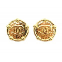 NEUF VINTAGE BOUCLES D'OREILLES CHANEL 1986 LOGO CC DE CASTELLANE DORE EARRINGS