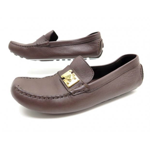 CHAUSSURES LOUIS VUITTON MOCASSINS 37. EN CUIR MARRON + SAC BOITE SHOES 440€