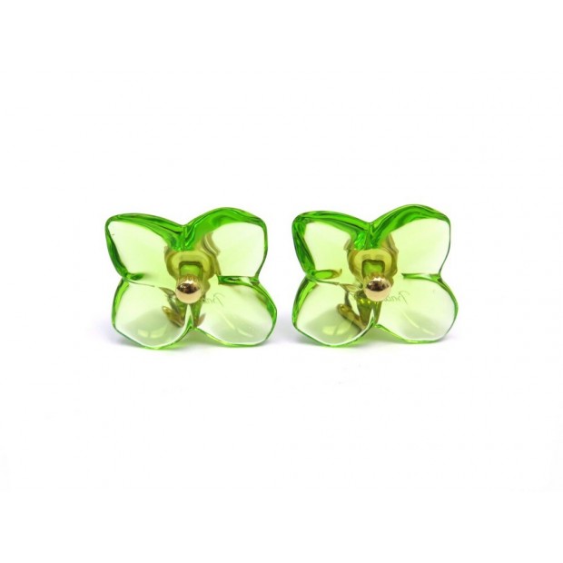 BOUCLES D'OREILLES BACCARAT HORTENSIA CRISTAL OLIVINE OR JAUNE 18K EARRINGS 545€