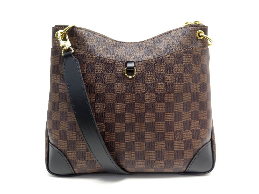 LOUIS VUITTON Odeon MM Damier Ebene Shoulder Bag Black/Brown