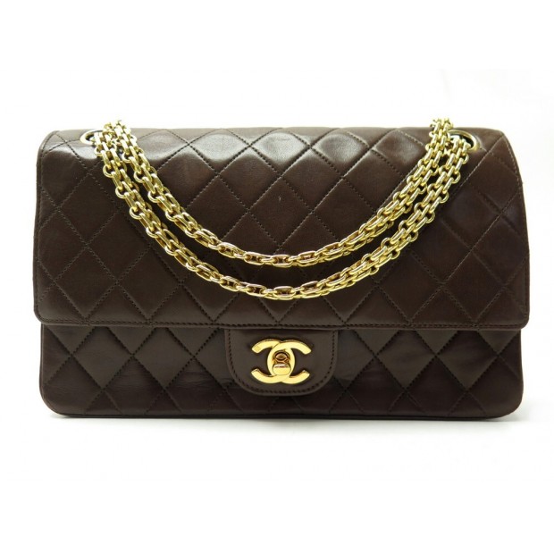 VINTAGE SAC A MAIN CHANEL CLASSIQUE TIMELESS M CUIR MATELASSE MARRON BAG 10300€