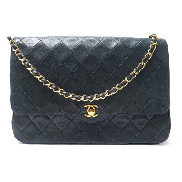 VINTAGE SAC A MAIN CHANEL TIMELESS CUIR MATELASSE BLEU BANDOULIERE HANDBAG 7800€