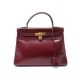 VINTAGE SAC A MAIN HERMES KELLY 32 EN CUIR BOX BORDEAUX LEATHER BAG PURSE 7500€