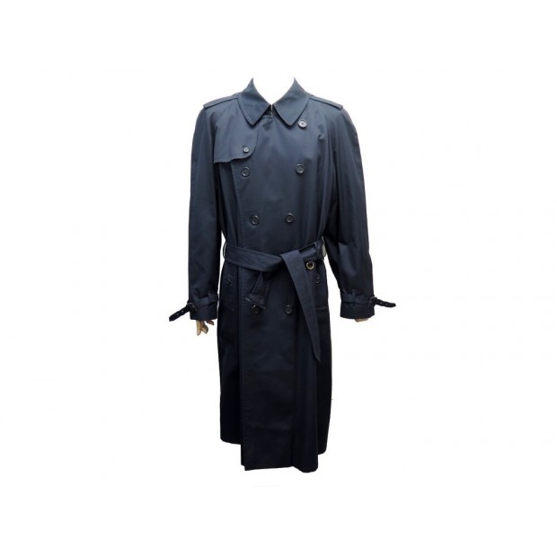 VINTAGE MANTEAU BURBERRYS TRENCH LONG XL 56 EN COTON BLEU IMPERMEABLE COAT 1550€