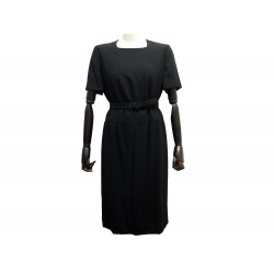 NEUF ROBE CHANEL P10330 XL 46 AVEC CEINTURE EN LAINE NOIR NEW BLACK DRESS 2860€