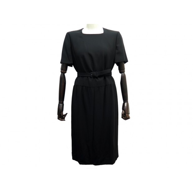 NEUF ROBE CHANEL P10330 XL 46 AVEC CEINTURE EN LAINE NOIR NEW BLACK DRESS 2860€