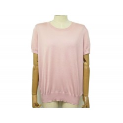 NEUF HAUT CHANEL TSHIRT P46718 T50 XXL EN CACHEMIRE ET SOIE ROSE NEW TOP 2200€