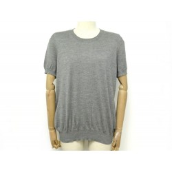 NEUF HAUT CHANEL TSHIRT P46718 T50 XXL EN CACHEMIRE ET SOIE GRIS NEW TOP 2200€