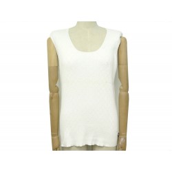 HAUT CHANEL DEBARDEUR P45630 LOGO CC T50 XXL EN COTON BLANC COTTON TOP 1190€