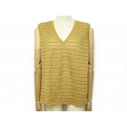 NEUF HAUT CHANEL DEBARDEUR P50867 T48 XL EN VISCOSE COTON CAMEL NEW TOP 1190€