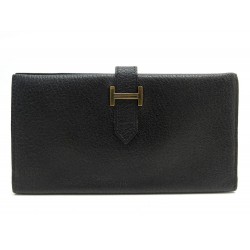 PORTEFEUILLLE HERMES BEARN CUIR CHEVRE MYSORE NOIR PORTE MONNAIE WALLET 2200€