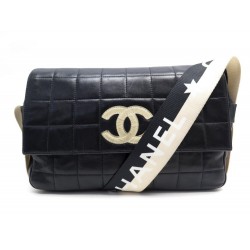 SAC A MAIN CHANEL LOGO CC CHOCOLATE BAR CUIR MATELASSE BANDOULIERE HANDBAG 4500€