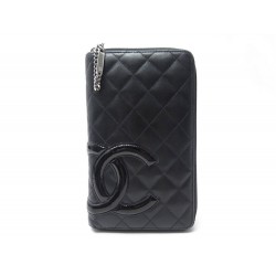 PORTEFEUILLE CHANEL CAMBON CUIR MATELASSE NOIR COMPAGNON LEATHER WALLET 1050€