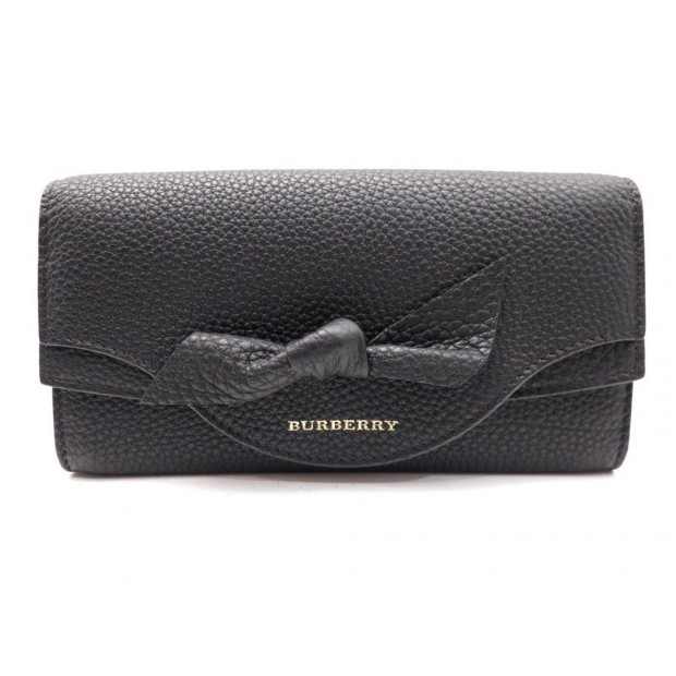 NEUF PORTEFEUILLE BURBERRY 3855981 NOEUD NODE CUIR GRAINE 