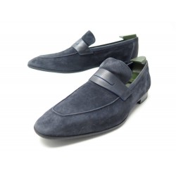 NEUF CHAUSSURES BERLUTI MOCASSINS LORENZO 9.5 43.5 DAIM BLEU MARINE SHOES 1115€