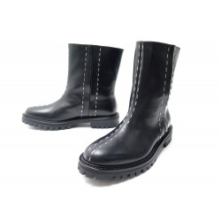 NEUF CHAUSSURES ALAIA BOTTINES CLOU POINTILLE 40 CUIR NOIR + BOITE BOOTS 1190€