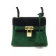 NEUF SAC A MAIN ESCADA TYPE KELLY BANDOULIERE DAIM VERT & NOIR SUEDE HAND BAG