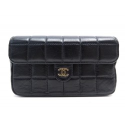 NEUF SAC A MAIN CHANEL POCHETTE POUR CEINTURE CUIR MATELASSE NOIR POUCH 1650€