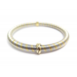 BRACELET CARTIER JONC MOTIF TRINITY 17 CM EN OR 18K ET ACIER + BOITE GOLD STEEL