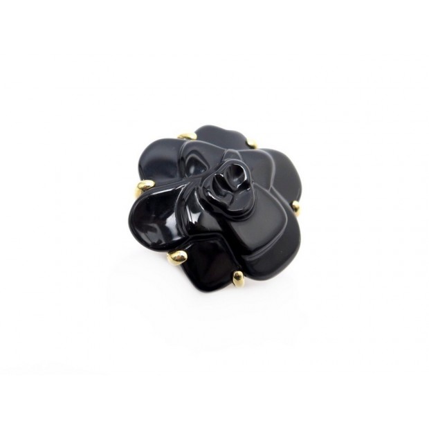 BAGUE CHANEL CAMELIA J0089 TAILLE 52 EN OR JAUNE 18K & ONYX GOLD RING 4100€