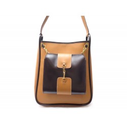 NEUF VINTAGE SAC A MAIN HERMES THE KILT EN CUIR BOX GOLD & MARRON BOITE HAND BAG