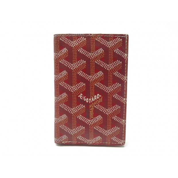 PORTE CARTES GOYARD SAINT PIERRE EN TOILE & CUIR ROUGE + BOITE CARD HOLDER 565€