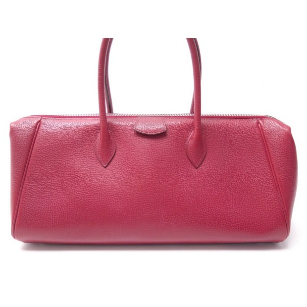 SAC A MAIN HERMES PARIS BOMBAY 35 EN CUIR COURCHEVEL ROUGE LEATHER HAND BAG