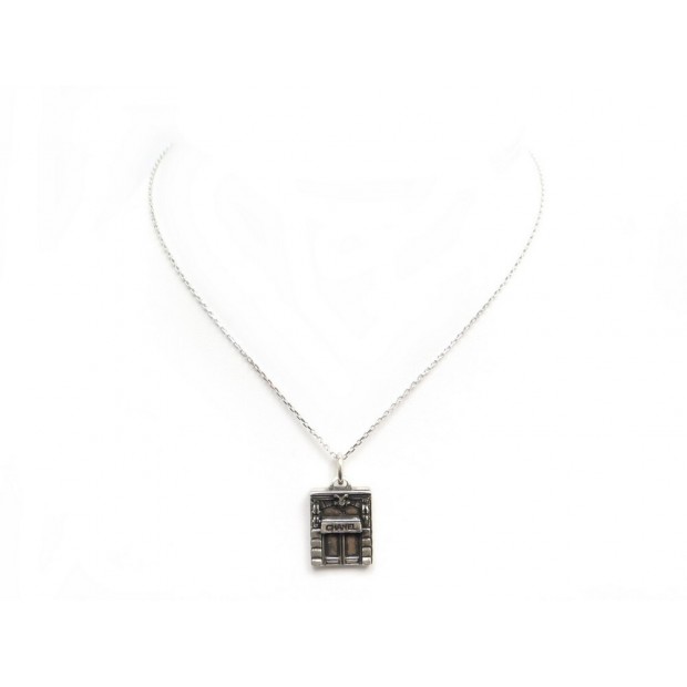 PENDENTIF CHARM CHANEL BOUTIQUE RUE CAMBON + CHAINE COLLIER ARGENT 925 NECKLACE