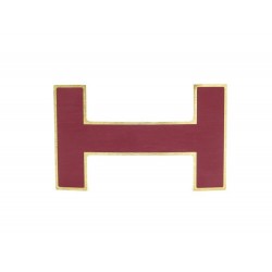 BOUCLE DE CEINTURE HERMES H QUIZZ 32 MM LAQUE BORDEAUX ACIER BROSSE BELT BUCKLE