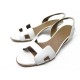 CHAUSSURES HERMES NIGHT 38 SANDALES A TALONS CUIR BLANC WHITE LEATHER SHOES 560€