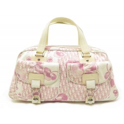 SAC A MAIN CHRISTIAN DIOR POLOCHON GIRLY GM TOILE OBLIQUE BLANC ROSE HAND BAG