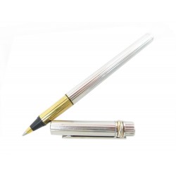 STYLO BILLE MUST DE CARTIER TRINITY ROLLERBALL METAL ARGENTE + BOITE PEN 315€