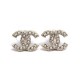 NEUF BOUCLES D'OREILLES CHANEL LOGO CC & PERLES A64766 METAL DORE EARRINGS 360€