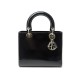 SAC A MAIN CHRISTIAN DIOR LADY MEDIUM EN CUIR VERNIS NOIR LEATHER HAND BAG 3900€