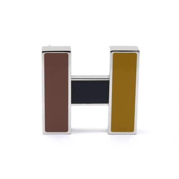 NEUF BOUCLE DE CEINTURE HERMES RAINBOW PR LIEN 24MM H LAQUE MARRON BELT BUCKLE