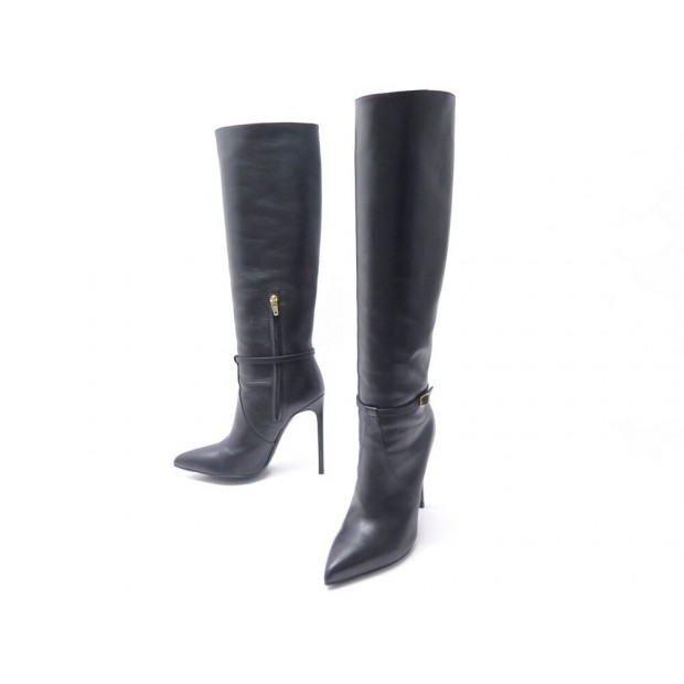 CHAUSSURES YVES SAINT LAURENT BOTTES A TALONS 331227 38 EN CUIR NOIR BOOTS 1695€