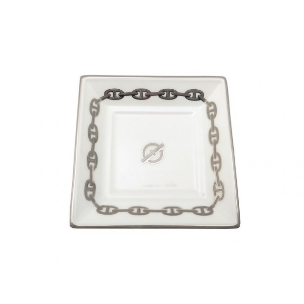 VIDE POCHE HERMES CHAINE D'ANCRE COUPELLE CARRE 12.5 CM CENDRIER PORCELAINE 440€