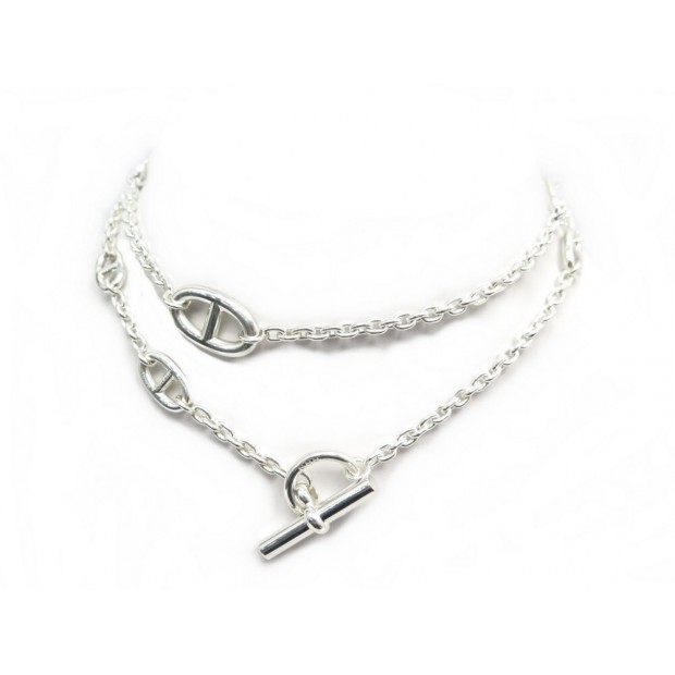 COLLIER HERMES SAUTOIR FARANDOLE 80 H104570B ARGENT MASSIF +BOITE NECKLACE 1030€