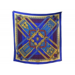 CHALE HERMES BRINS D OR ABADIE CACHEMIRE & SOIE BLEU + BOITE CASHMERE SHAWL 965€