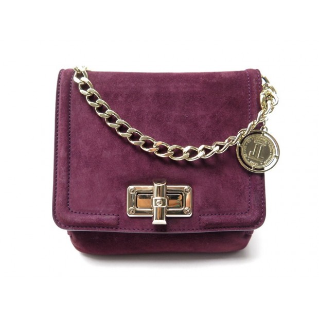 SAC A MAIN LANVIN HAPPY MINI BANDOULIERE EN DAIM VIOLET SUEDE HAND BAG 950€