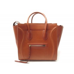 SAC A MAIN CELINE LUGGAGE PHANTOM MINI CABAS CUIR ROUGE BRIQUE HAND BAG 2400€