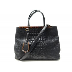 SAC A MAIN FENDI CABAS 2 JOURS 8BH250 EN CUIR NOIR BLACK LEATHER HAND BAG 1650€