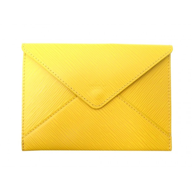 NEUF POCHETTE LOUIS VUITTON ENVELOPPE INVITATION EN CUIR EPI JAUNE LEATHER POUCH