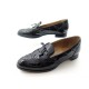 CHAUSSURES HERMES MOCASSINS JERSEY 37.5 EN CUIR VERNIS NOIR LEATHER SHOES 820€