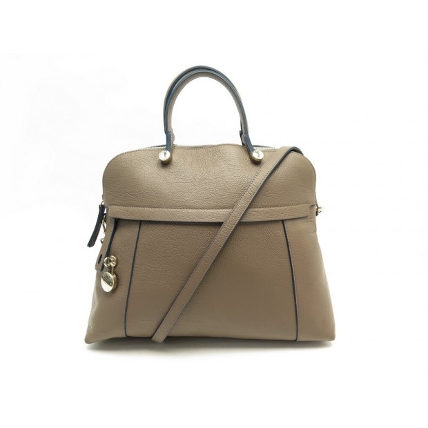 NEUF SAC A MAIN FURLA PIPER M F5999 BANDOULIERE CUIR GRAINE TAUPE HAND BAG 395€