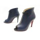 CHAUSSURES CHRISTIAN LOUBOUTIN COURSIVE BOTTINES 35.5 CUIR BLEU LOW BOOTS 795€