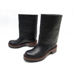 NEUF CHAUSSURES LOUIS VUITTON BOTTES ROAD TRIP FLAT HALF BOOTS 40 EN CUIR 1400€